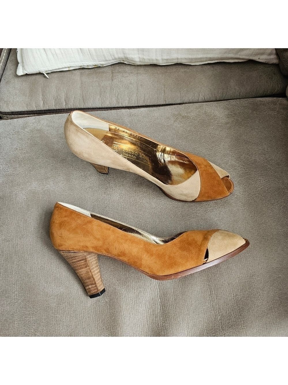 Bruno Magli Suede Peep Toe Heels